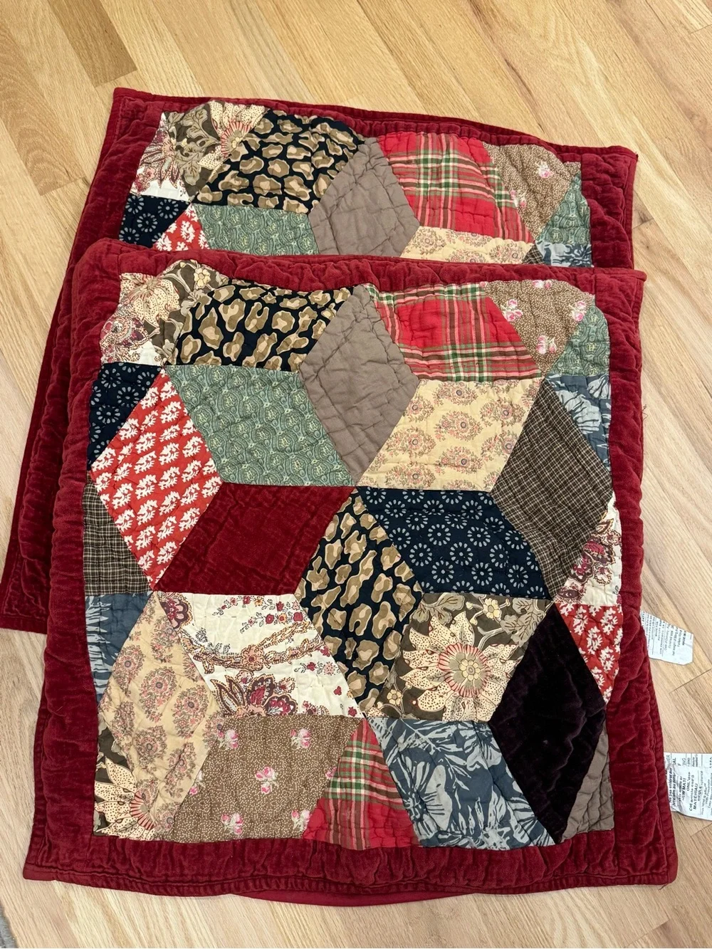 RARE ~ Pottery Barn Patchwork Bandana 2/ Quilt Shams